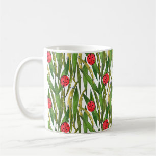 Mug Aquarelle motif transparent avec coccinelle. Contr