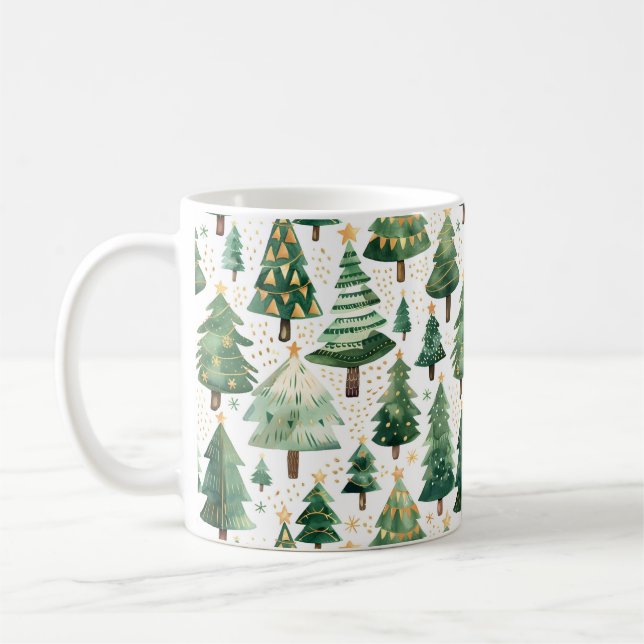 Mug Aquarelle Musique d'arbre de Noël (Gauche)