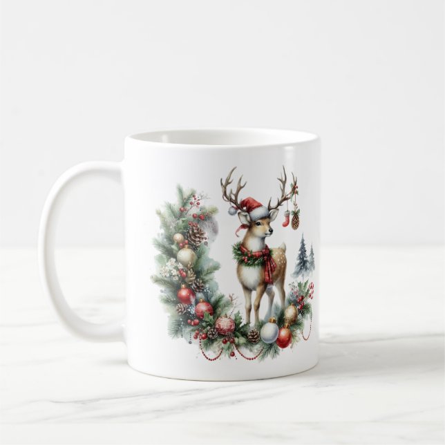 Mug Aquarelle Noël rennes (Gauche)