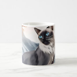 Mug Aquarelle Noir et Blanc Fluffin Chat dans la natur