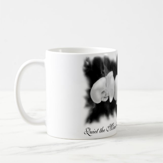 Mug Aquarelle noire et blanche Orchidées (Gauche)