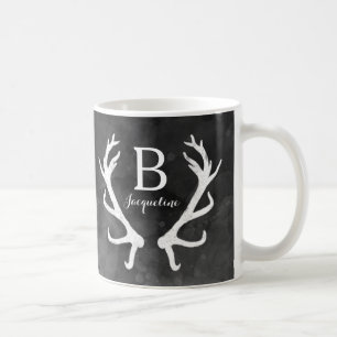 Mug Aquarelle noire et monogramme rustique