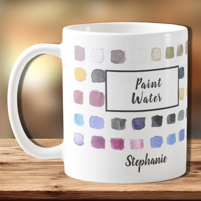 Mug Aquarelle Nom de l'artiste Monogramme Peinture Eau (Créateur téléchargé)