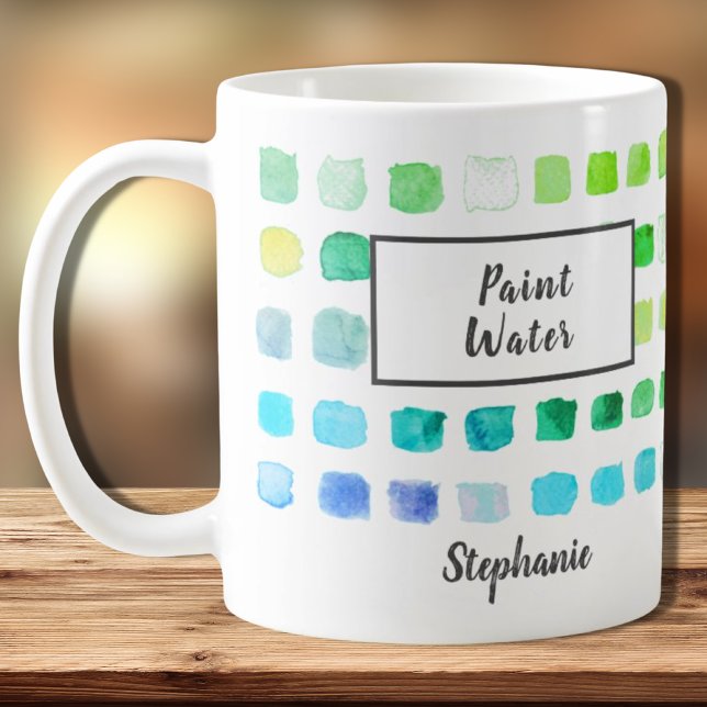 Mug Aquarelle Nom de l'artiste Peinture Eau verte (Créateur téléchargé)