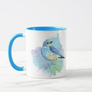 Mug Aquarelle Oiseau Bleu Joli Oiseau De Jardin Bleu A
