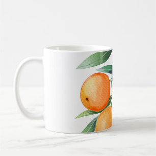Mug Aquarelle Orange Fruits : Branches Isolées.