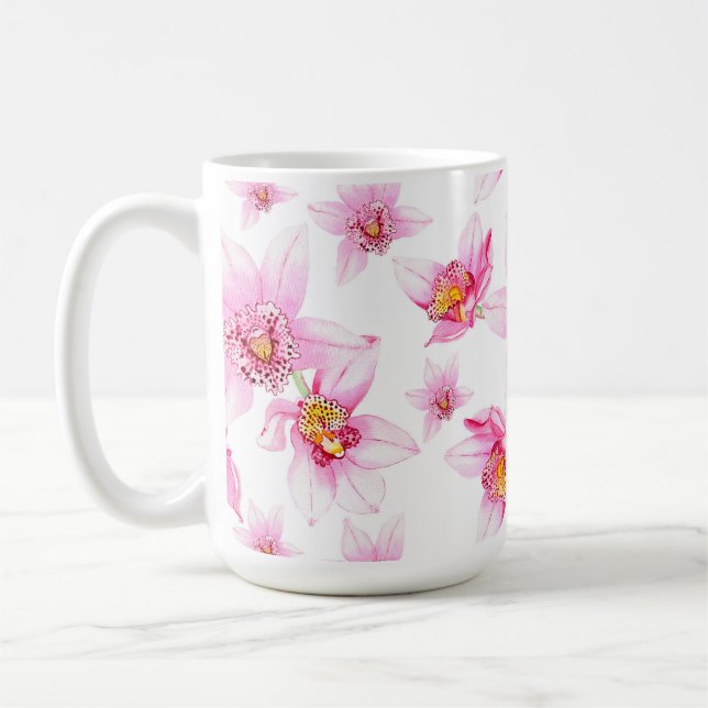 Mug Aquarelle Orchidées Design 15 (Gauche)