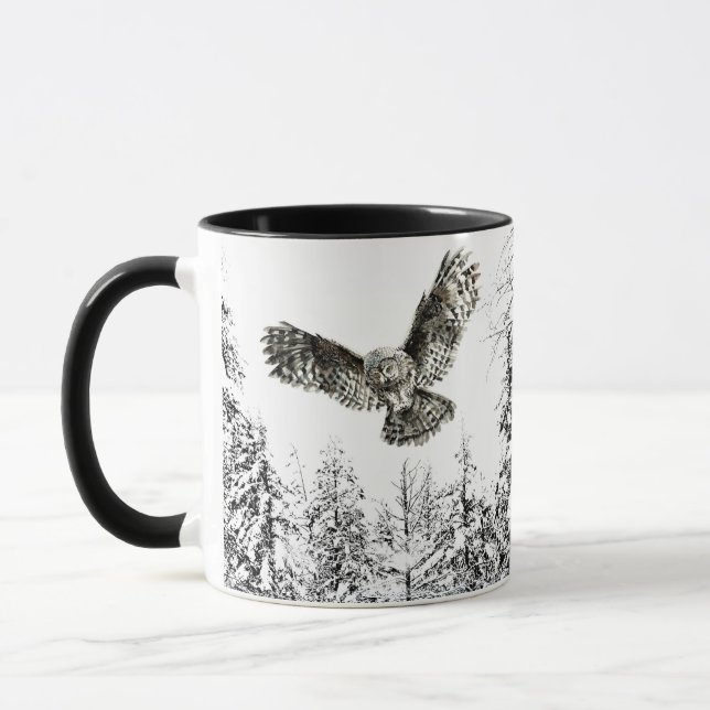 Mug Aquarelle originale Frappe ou Chasse Chouette Oise (Gauche)