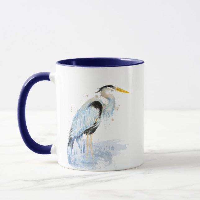 Mug Aquarelle originale Great Blue Heron Bird (Gauche)