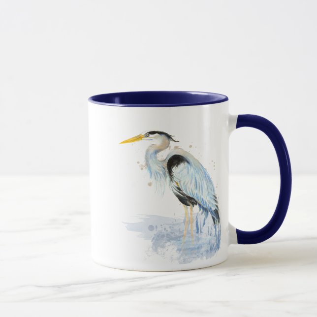 Mug Aquarelle originale Great Blue Heron Bird (Droite)