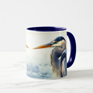 Mug Aquarelle originale Great Blue Heron Bird