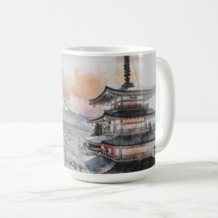 Mug Aquarelle Pagode japonaise & Fuji