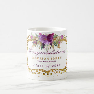 Mug Aquarelle Parties scintillant Fleur or Confetti