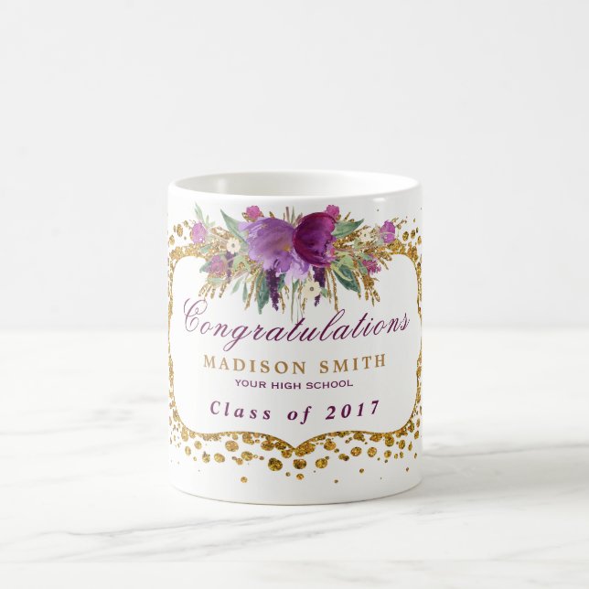 Mug Aquarelle Parties scintillant Fleur or Confetti (Centre)