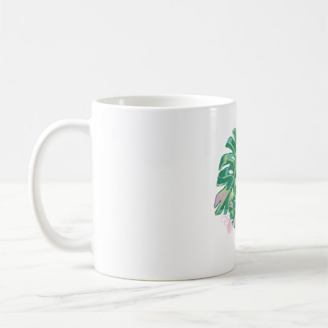 Mug Aquarelle Peinte à la main Feuilles Monstera (Gauche)