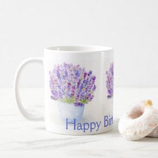 Mug Aquarelle peinte à la main Lavande Florale ANNIVER