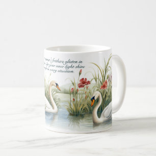 Mug Aquarelle peinture des cygnes sur un étang   Art