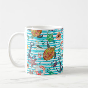 Mug Aquarelle peinture sans couture motif avec tortues