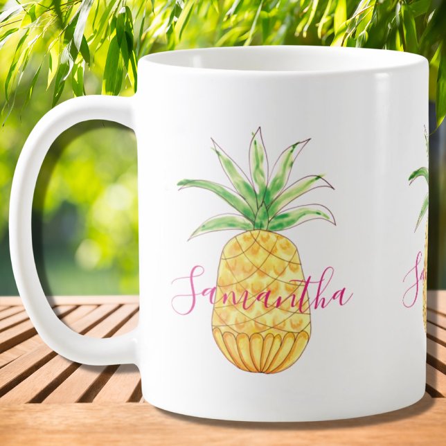 Mug Aquarelle personnalisée à ananas tropique (Créateur téléchargé)
