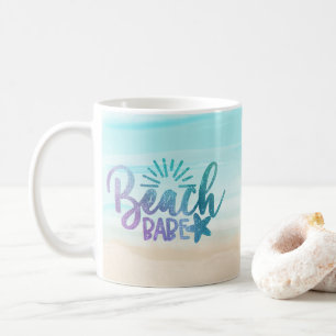 Mug Aquarelle personnalisée Beach Babe Parties scintil