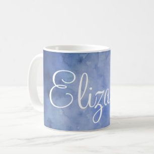 Mug Aquarelle personnalisée bleue et blanche