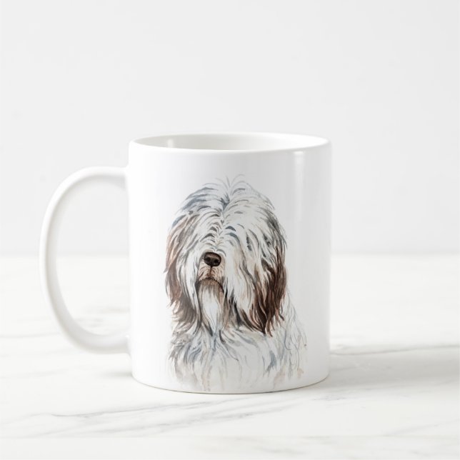 Mug Aquarelle personnalisée Collie hérissée (Gauche)