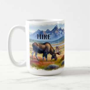 Mug Aquarelle personnalisée de l'orignal de l'Alaska