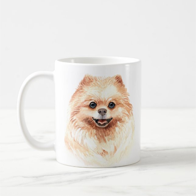 Mug Aquarelle personnalisée Poméranienne (Gauche)