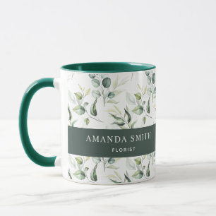 Mug Aquarelle personnalisée Verdure Élégant fleuriste