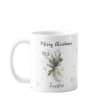 Aquarelle Pin Rustique Floral Joyeux Noël Nom