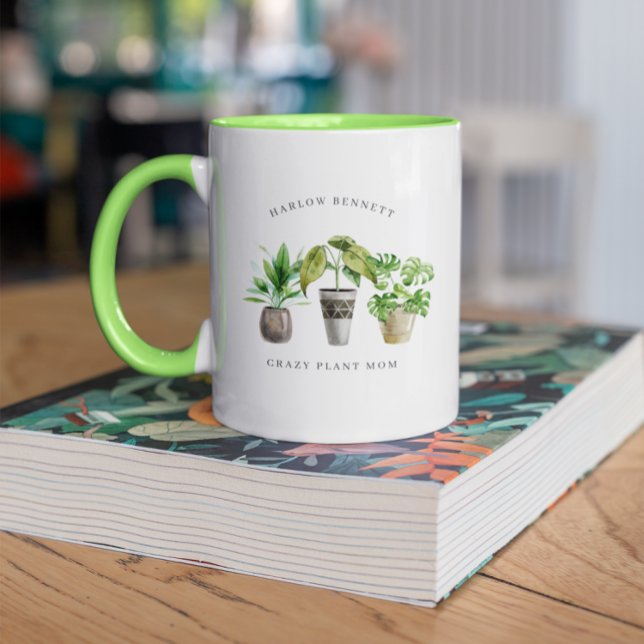 Mug Aquarelle plante Lover Plantes | Monogramme (Créateur téléchargé)