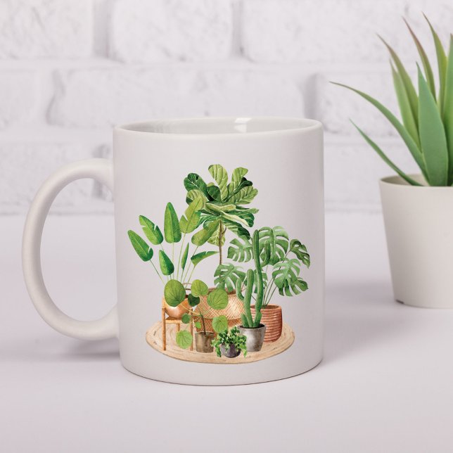 Mug Aquarelle Plantes tropicales (In situ on table)