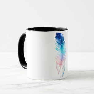 Mug Aquarelle Plume Ombre Bleue