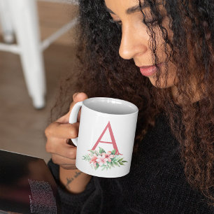 Mug Aquarelle Plumeria Personnalisé Prénom et Monogram