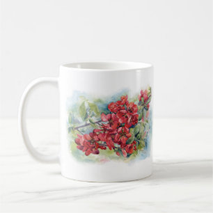 Mug Aquarelle pomme coing fleur fleurs arbre mariage