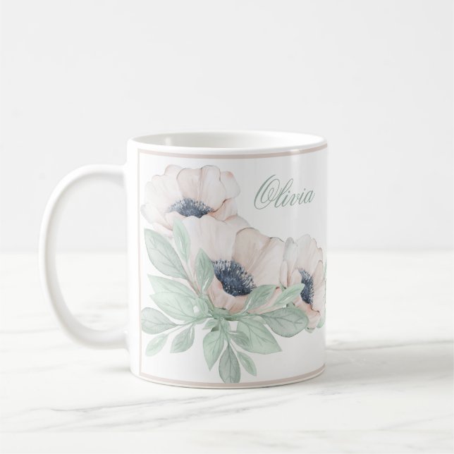 Mug Aquarelle Poppy Nom élégant Fille (Gauche)