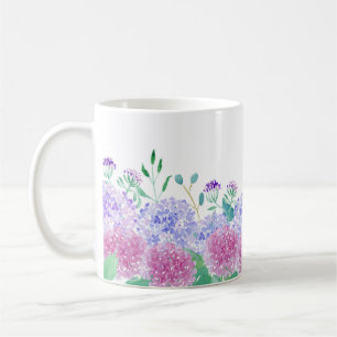 Mug Aquarelle Purple Et Bleu Hydrangeas