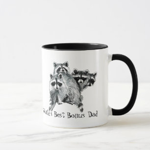 Mug Aquarelle Raccoon, Vélo, Cycle Meilleur Bonus Papa