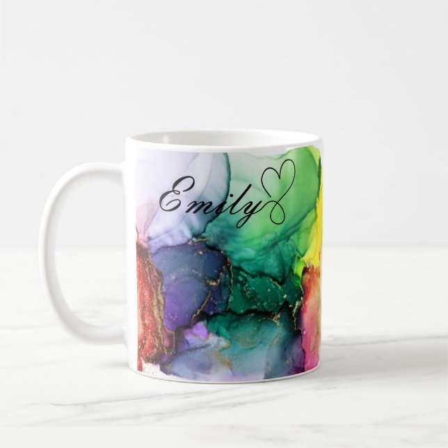 Mug Aquarelle Rainbow personnalisée de luxe (Gauche)