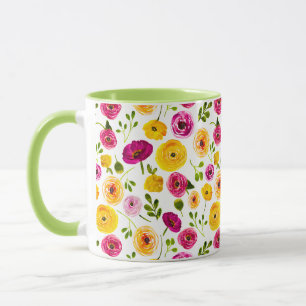 Mug Aquarelle Ranunculus Perse Buttercups Jardin