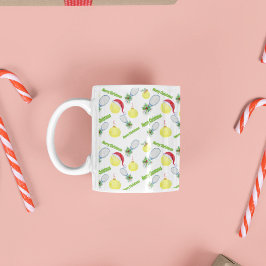 Mug Aquarelle Raquette Et Boules De Tennis De Noël