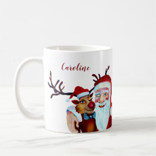 Mug Aquarelle riant Père Noël Rudolf Cof souriant