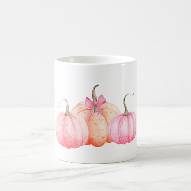 Mug Aquarelle rose Bow Citrouilles pour l'automne (Centre)