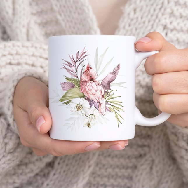 Mug Aquarelle rose Cockatoo Parrot (Créateur téléchargé)