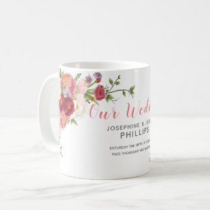 Mug Aquarelle rose et Rose Fleurs de pivoine Notre Mar