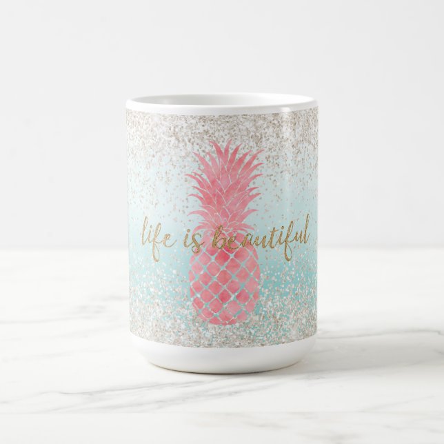 Mug Aquarelle rose Fille Ananas tropical (Centre)