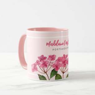 Mug Aquarelle rose Hydrangée Lacecaps Illustration