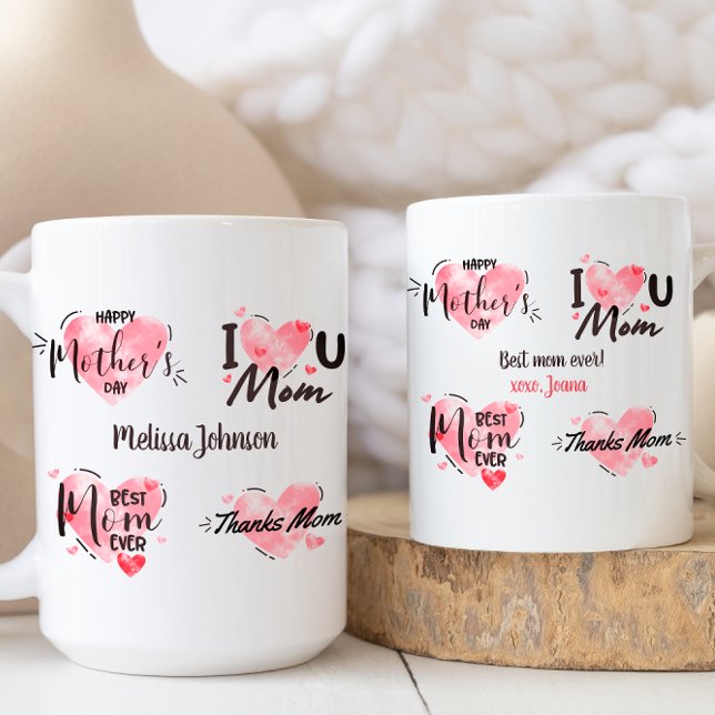 Mug Aquarelle rose Meilleure maman Tous les chants de  (Créateur téléchargé)
