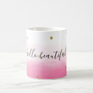 Mug Aquarelle rose Or Confetti Ombre Belle