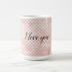 Mug Aquarelle rose pâle Coeurs or